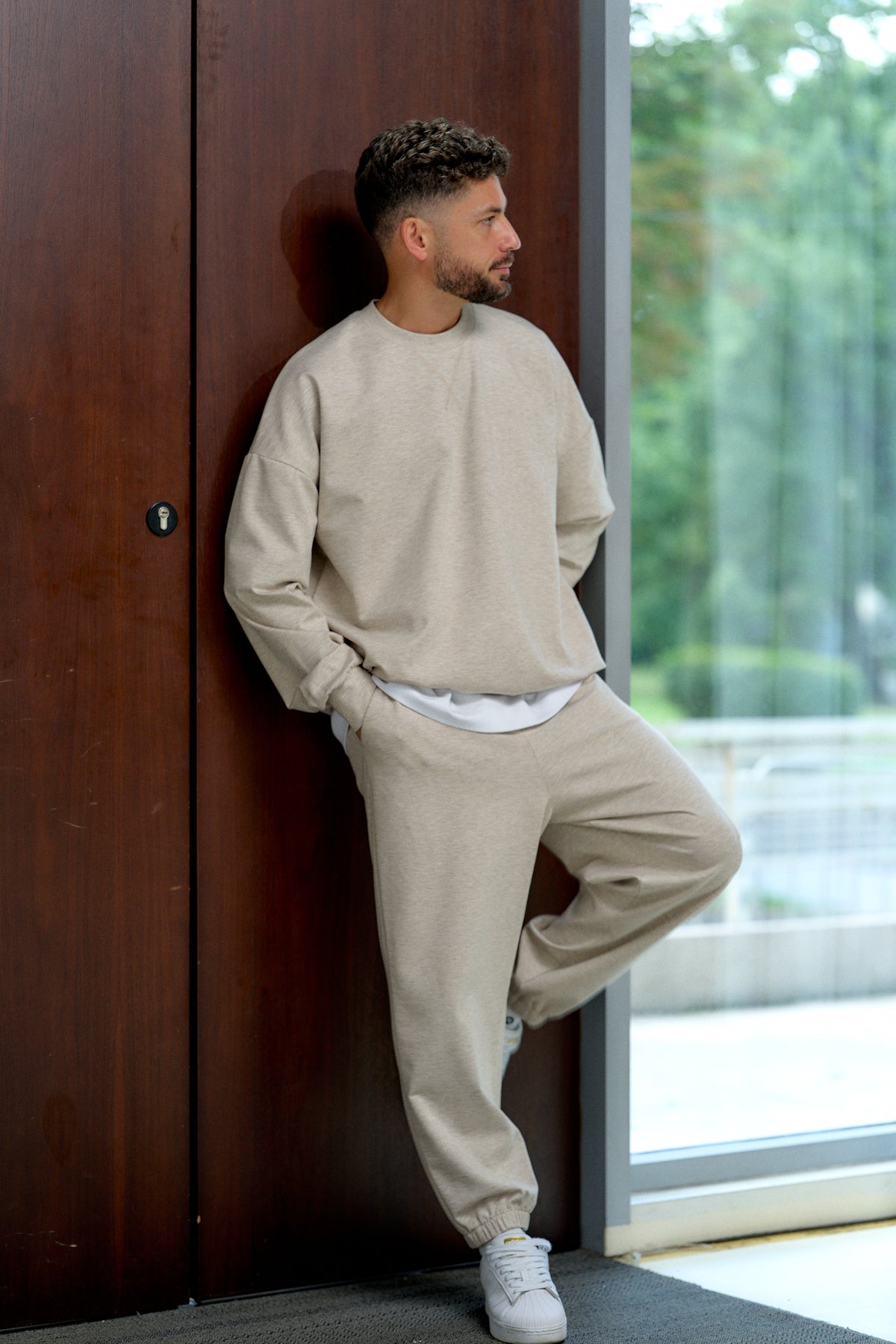 Beige Oversized Sweatpants