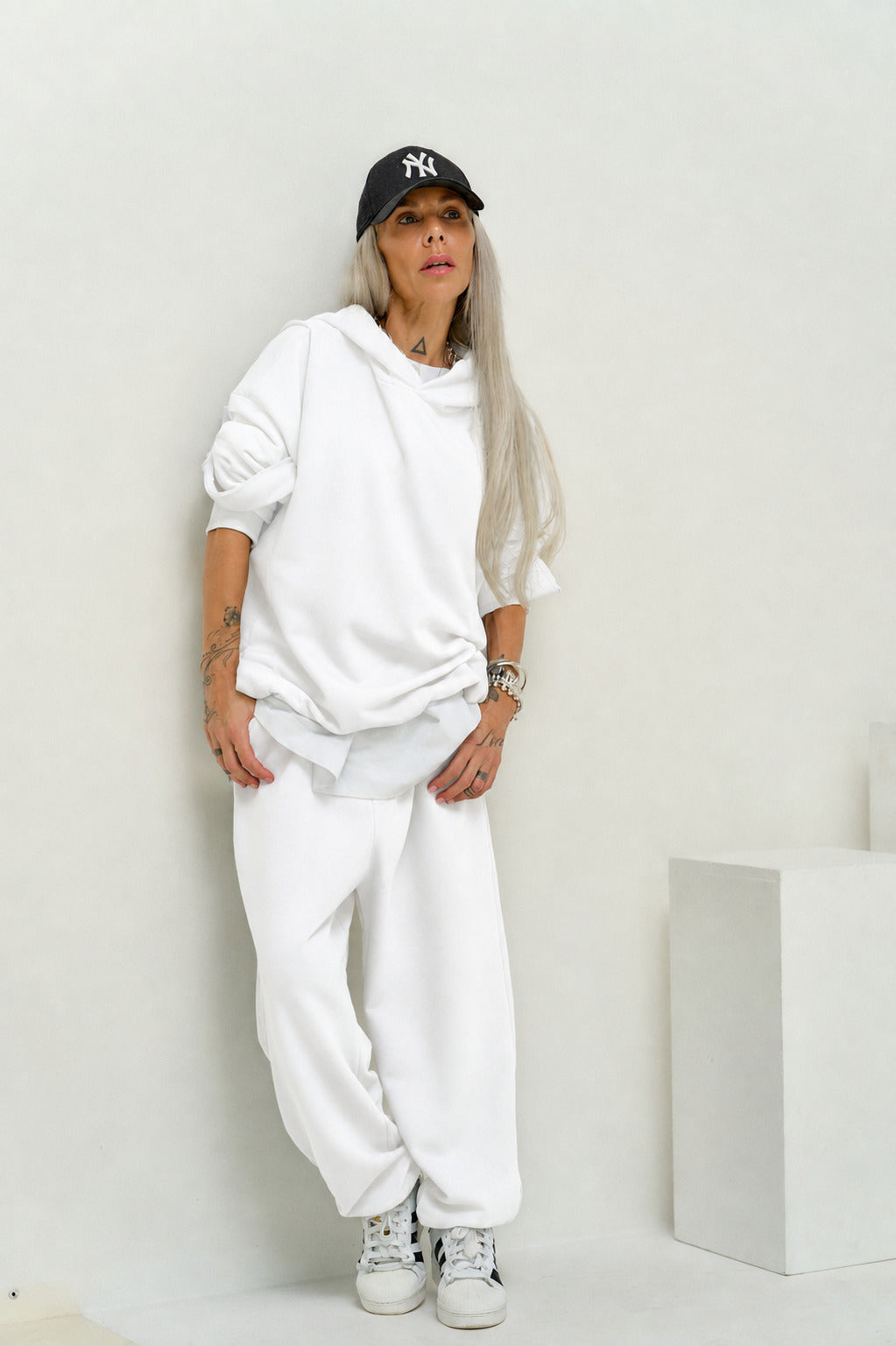 White Oversized Sweatshirt and Jogger Set