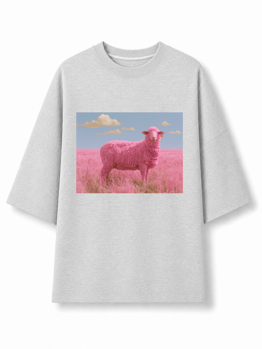 Pink Sheep Grey T-Shirt, front view