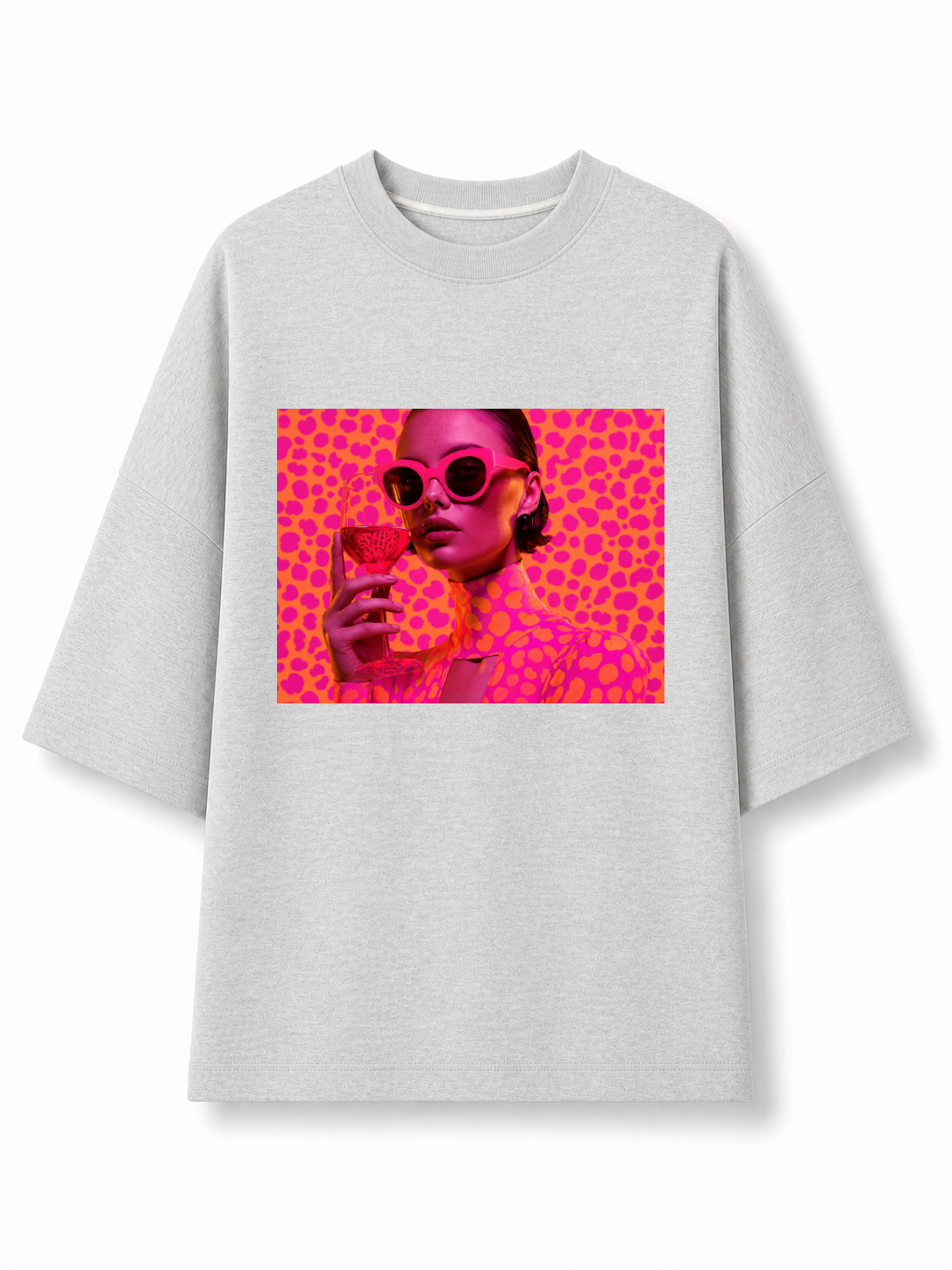 Neon Bloom Grey T-Shirt, front view