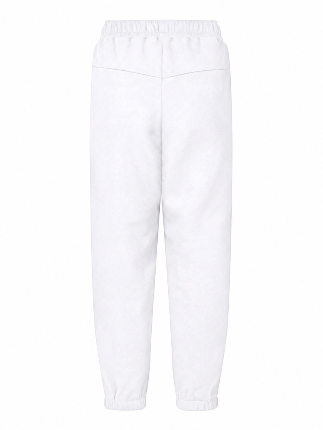 White oversized sweatpants, back view