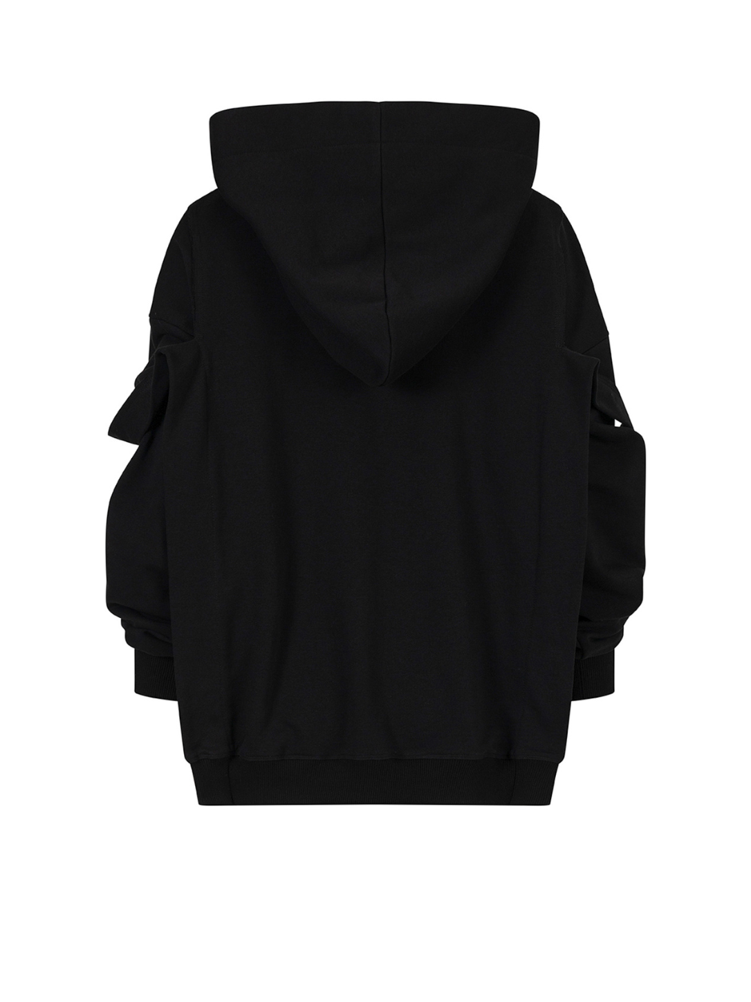 Black oversized blouse, back view