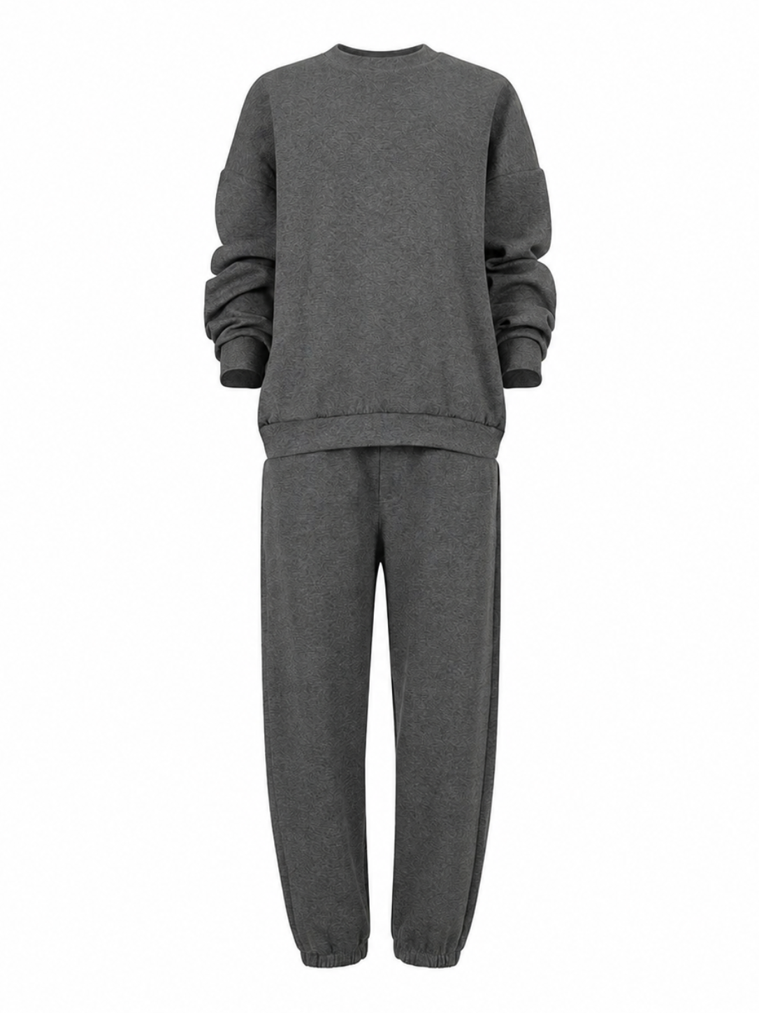 Grey oversized sweatshirt and jogger set, front view
