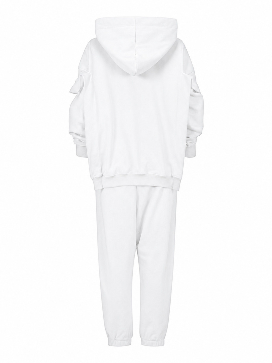 White oversized sweatshirt and jogger set, back view
