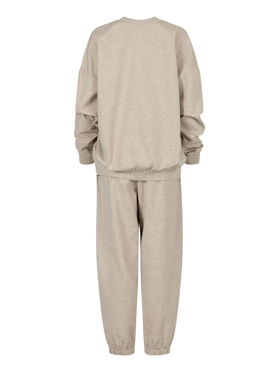 Beige oversized sweatshirt and jogger set, back view