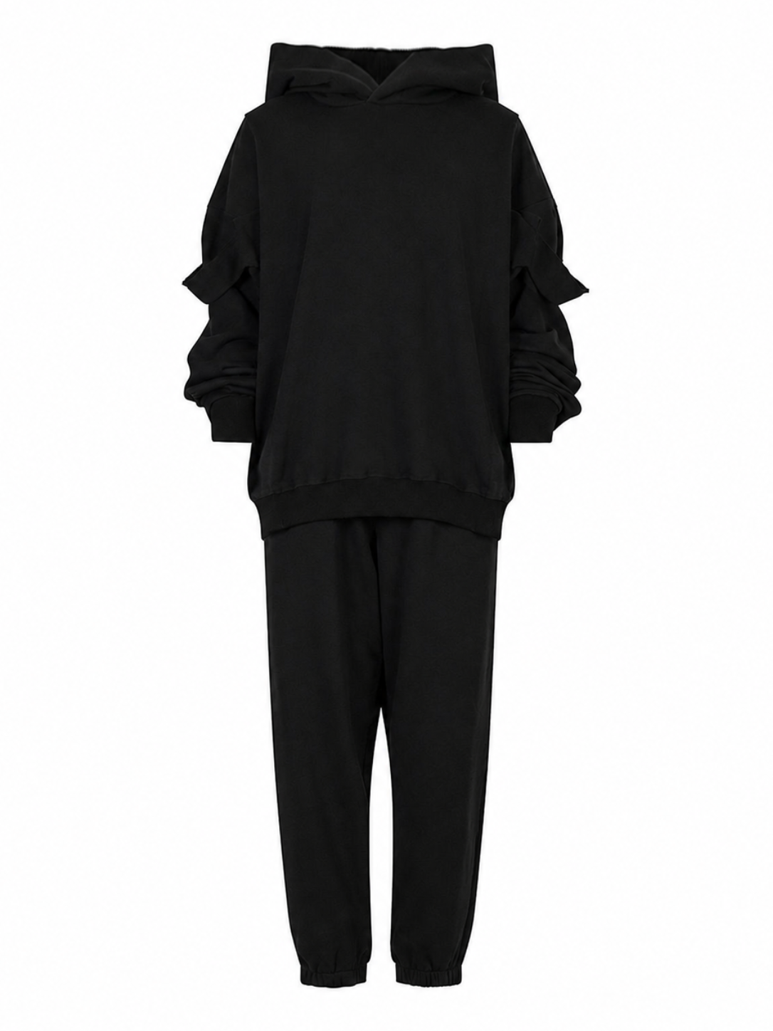 Black oversized sweatshirt and jogger set, front view