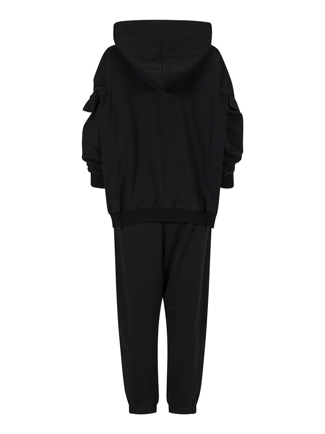 Black oversized sweatshirt and jogger set, back view