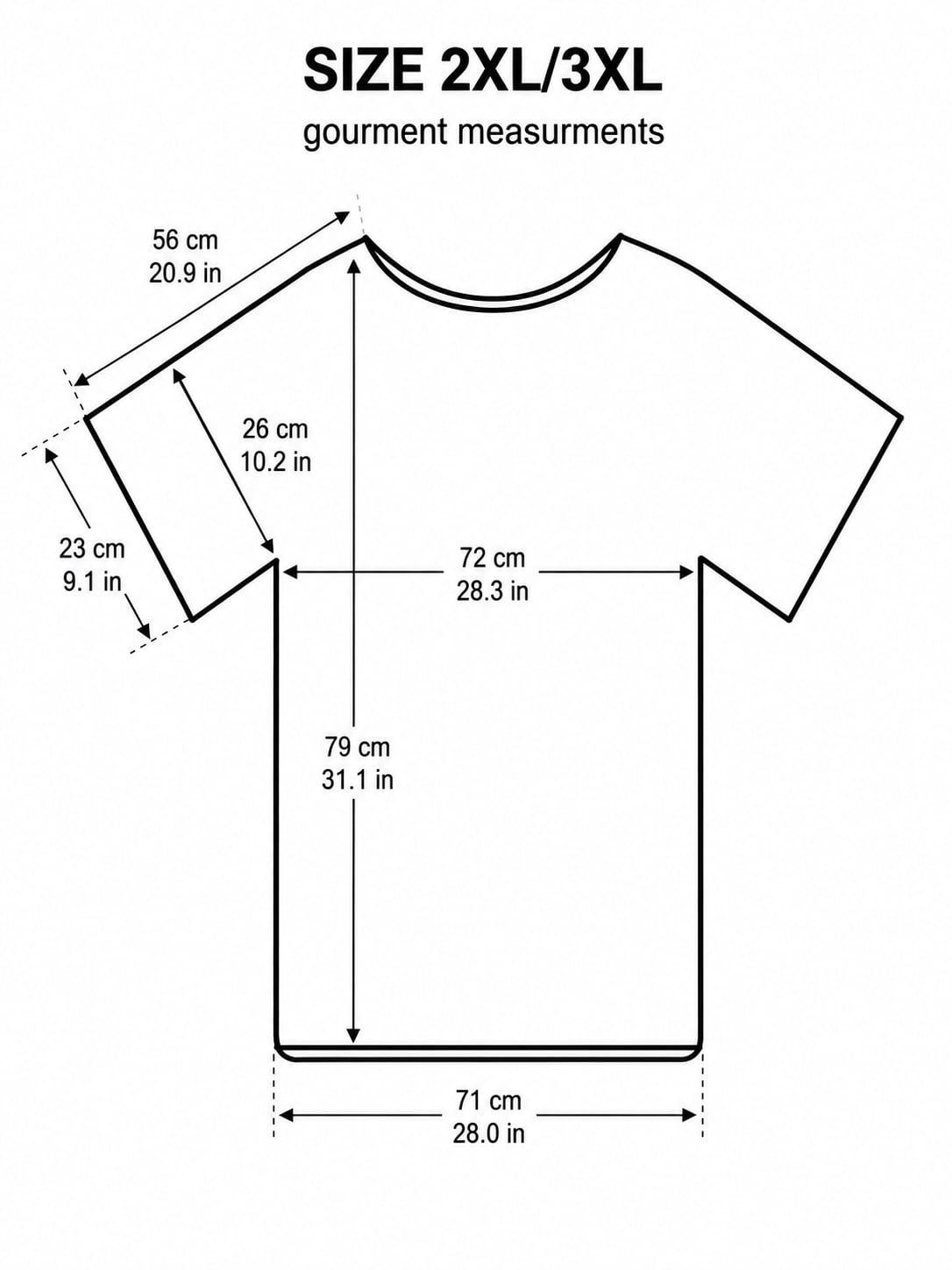 Size guide 2XL/3XL